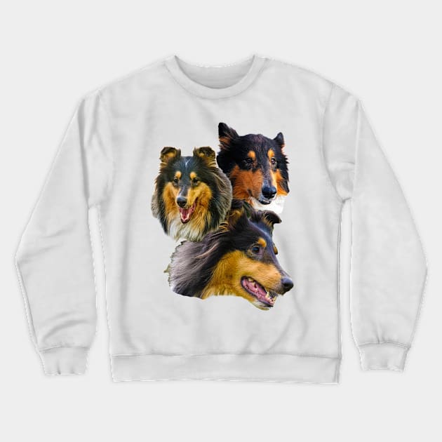 realistic dog print - cute collie Crewneck Sweatshirt by Hujer